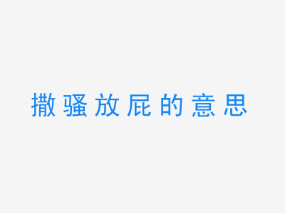 成语撒骚放屁的意思