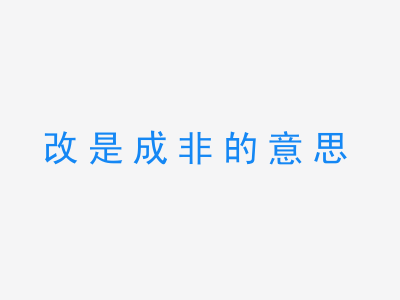 成语改是成非的意思