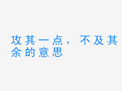 成语攻其一点，不及其余的意思