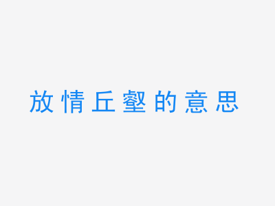 成语放情丘壑的意思