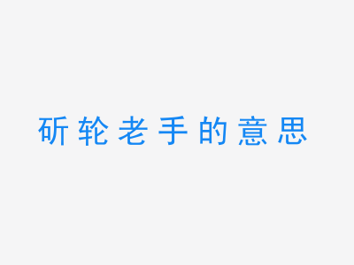 成语斫轮老手的意思