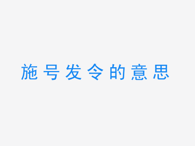 成语施号发令的意思