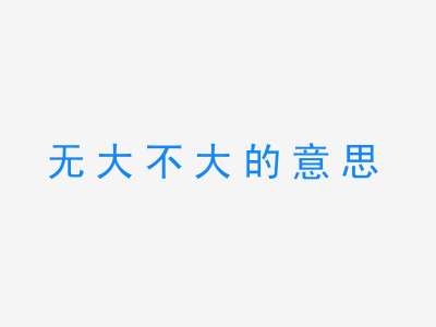 成语无大不大的意思