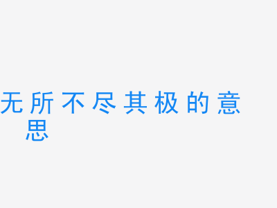 成语无所不尽其极的意思