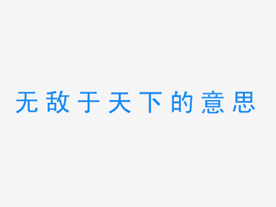 成语无敌于天下的意思