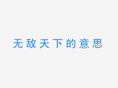 成语无敌天下的意思