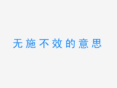 成语无施不效的意思