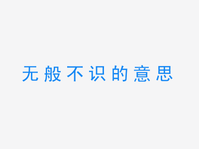 成语无般不识的意思