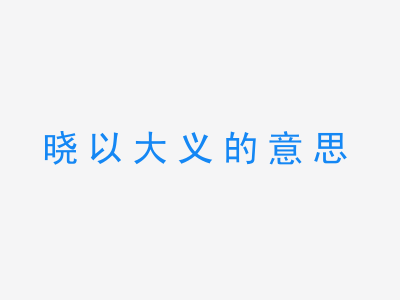 成语晓以大义的意思