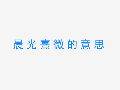 成语晨光熹微的意思