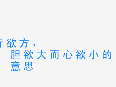 成语智欲圆而行欲方，胆欲大而心欲小的意思