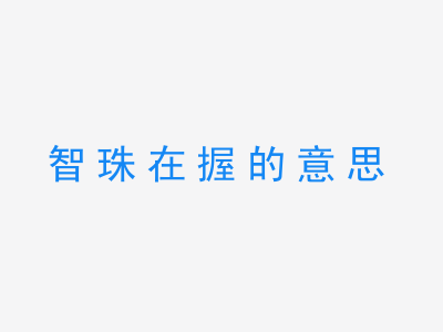 成语智珠在握的意思