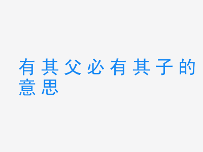 成语有其父必有其子的意思