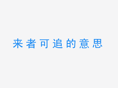 成语来者可追的意思