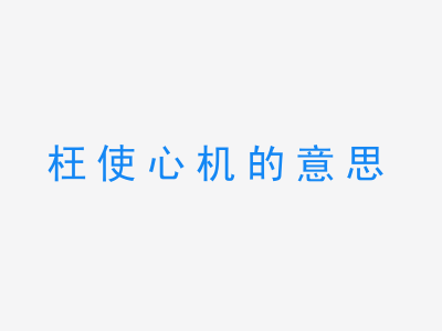 成语枉使心机的意思