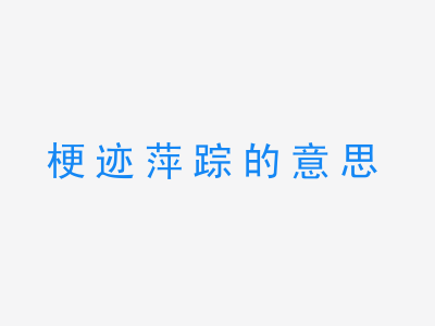 成语梗迹萍踪的意思