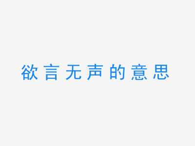 成语欲言无声的意思