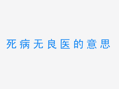 成语死病无良医的意思