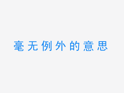 成语毫无例外的意思