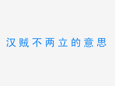 成语汉贼不两立的意思