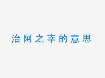 成语治阿之宰的意思