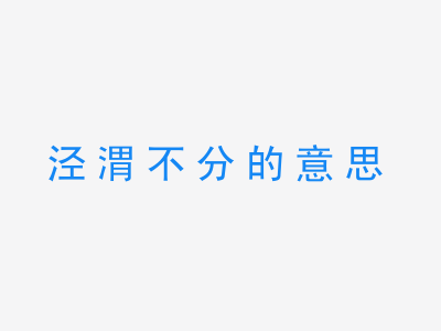 成语泾渭不分的意思