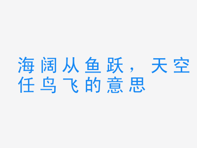 成语海阔从鱼跃，天空任鸟飞的意思