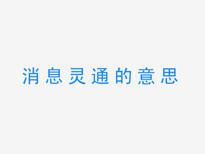 成语消息灵通的意思