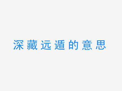 成语深藏远遁的意思