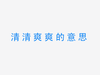 成语清清爽爽的意思