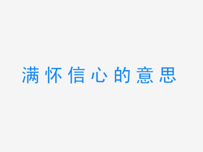 成语满怀信心的意思