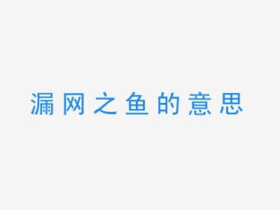 成语漏网之鱼的意思