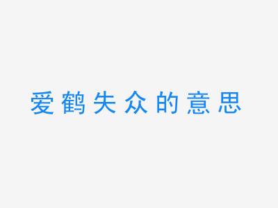 成语爱鹤失众的意思