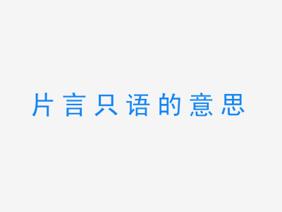 成语片言只语的意思