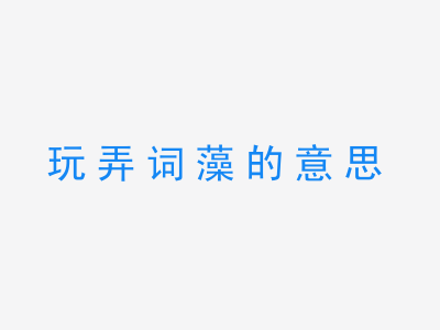 成语玩弄词藻的意思