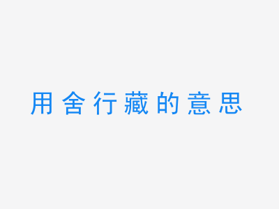 成语用舍行藏的意思