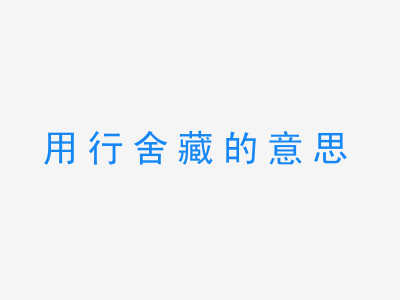 成语用行舍藏的意思