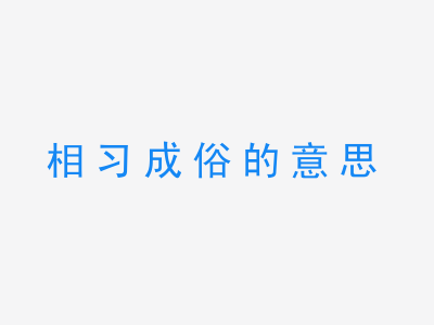 成语相习成俗的意思