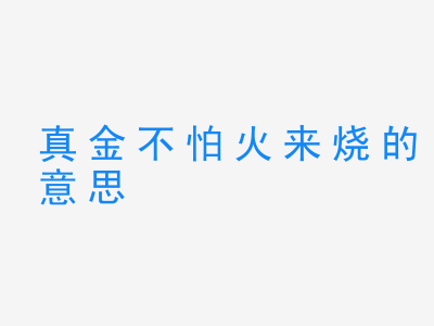 成语真金不怕火来烧的意思