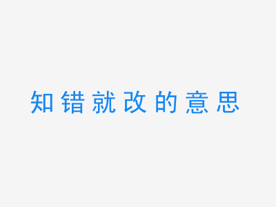 成语知错就改的意思