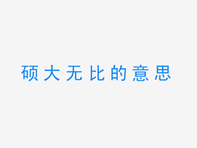 成语硕大无比的意思