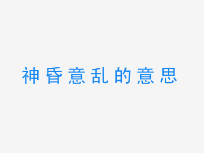 成语神昏意乱的意思