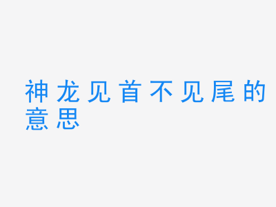 成语神龙见首不见尾的意思