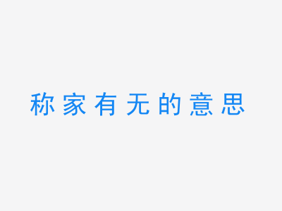 成语称家有无的意思