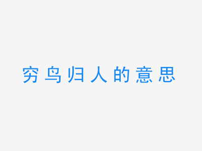 成语穷鸟归人的意思