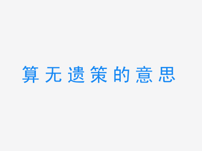 成语算无遗策的意思