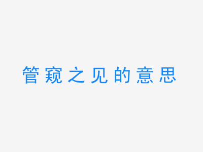 成语管窥之见的意思