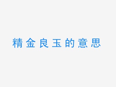 成语精金良玉的意思