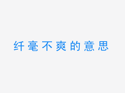 成语纤毫不爽的意思