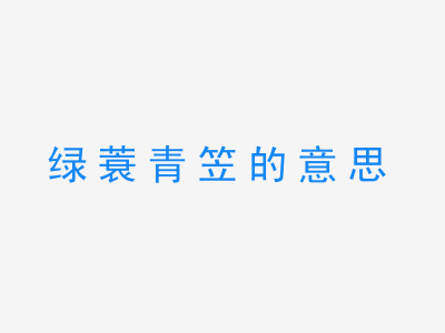 成语绿蓑青笠的意思